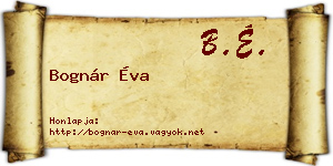 Bognár Éva névjegykártya